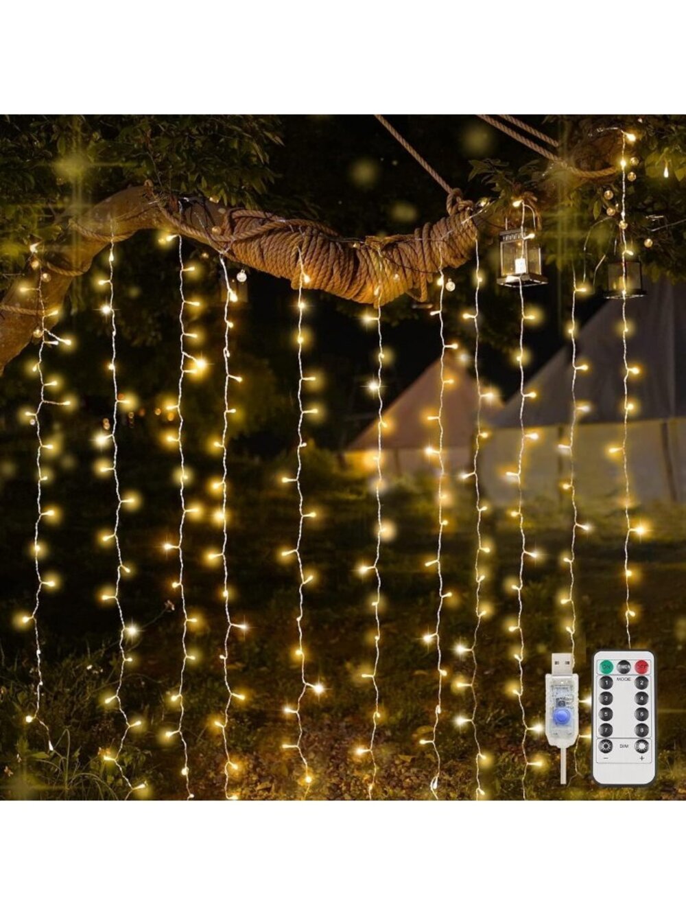 200 LED Fairy Curtain Lights - Indoor/Outdoor String Lights for Bedroom, Party